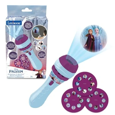 Imagen de Lexibook Disney, Frozen Linterna de bolsillo con proyector 3 discos y 24 imágenes LTC050FZ, color
