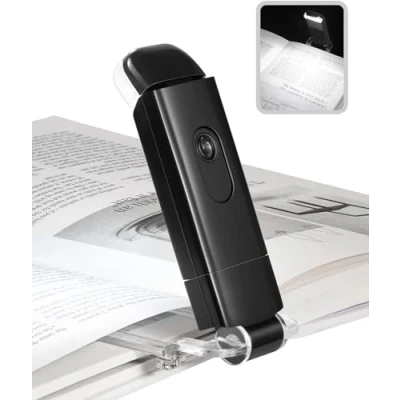 Imagen de NIWWIN luz de libro, libro recargable USB para leer en la cama, clip lámpara por noche, brillo ajustable, ayuda dormir. (Negro)