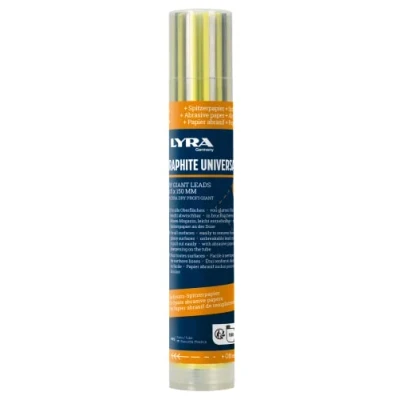 Imagen de LYRA L4479102 DRY GIANT Juego de minas repuesto rellenas con 12 grafito y 2 hojas sacapuntas, para casi todas las superficies