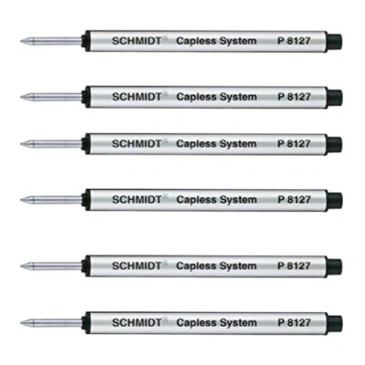 Imagen de Schmidt, recarga para bolígrafo a bola p8127, sin tapón, tinta negro, pack de 6