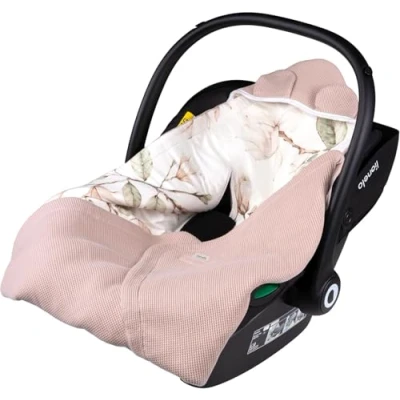 Imagen de lionelo Travel Swaddle Blanket Manta para Asiento de Bebé Cálida, Portabebés y Cochecito Todo el Año 90x90 cm Cierre Velcro, 100% Algodón