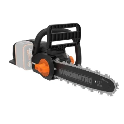 Imagen de WORX WG350E.9 Nitro Motosierra profesional con batería de 20 V, potente sierra para madera, 10 m/s, longitud corte 30 cm, compacta y segura, lubricación automática, tensión cadena simple,