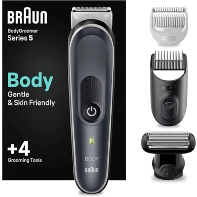 Imagen de Afeitadora corporal Braun BodyGroomer Series 5 BG5340, Skinshield, 3 peines fijo, deslizante y zonas sensibles, Wet&amp;dry, Autonomía 100 min