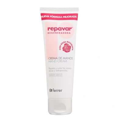 Imagen de Repavar Crema de Manos con Rosa Mosqueta, Ácido Hialurónico y Colágeno Enriquecida Vitamina E Glicerina Repara, Hidrata Regenera las Secas Agrietadas 75 ml