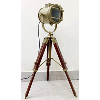 Imagen de Vintage Nautical Small desk Lamp antique Spotlight Searchlight tripod Table