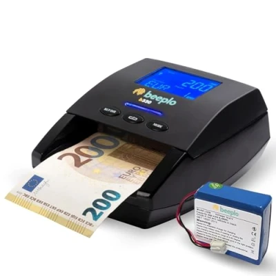 Imagen de beeplo b330 Detector de Billetes Falsos 100% Fiabilidad Verificación Simultánea 5 Divisas EUR, GBP, CHF, NOK, SEK (Con Batería) 4 años garantía