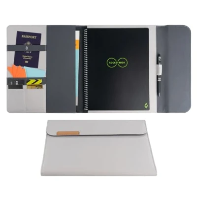 Imagen de Rocketbook Capsule 2.0 Funda para Folios Core y Fusion con Soporte Bolígrafos, Cierre Magnético Almacenamiento Interno, Gris, Tamaño A4, 21 cm x 29,7