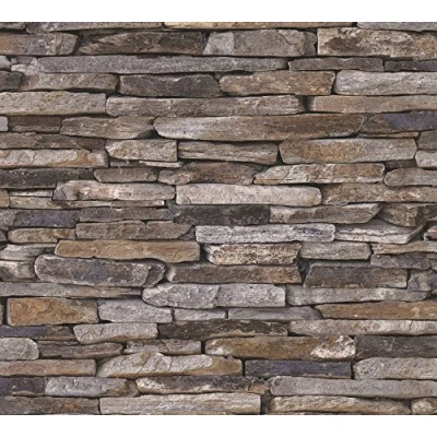 Imagen de A.S. Création Papel Pintado de Pared con Diseño Piedra en Marrón, Beige y Azul para Diferentes Espacios 10,05 m x 0,53