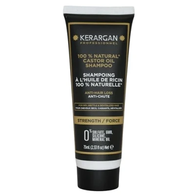 Imagen de Kerargan Champú Anti Caída con Aceite de Ricino Fortificante y Promotor del Crecimiento Cabello Seco Quebradizo Enriquecido Queratina, Argán Sin Sulfato, GMO, Silicona 75ml