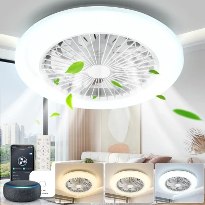 Imagen de Aigostar Ventilador Techo Alexa, Luz LED 40W, 4400LM, 2700K 6500K Regulable, Lampara Inteligente con Mando a Distancia y Gateway, Silencioso, 6 Velocidades, Diameter 50CM