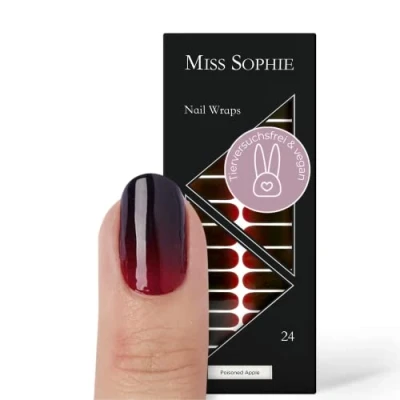 Imagen de Miss Sophie Lámina de uñas &quot;Poisoned Apple&quot;, Degradado, Rojo, Nail Wraps 24 láminas autoadhesivas ultrafinas larga duración
