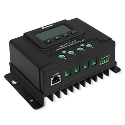 Imagen de Renogy Controlador de carga solar MPPT automático 12 V/24 V con pantalla LCD retroiluminada sensor temperatura, apto para batería litio y sellado gel, Rover Elite 20 A