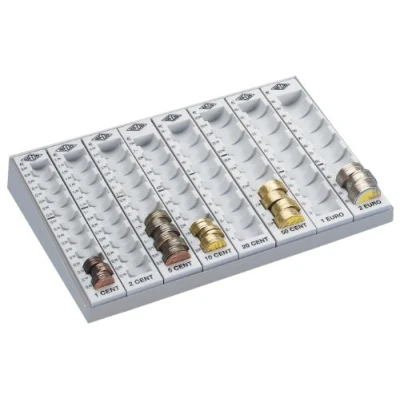 Imagen de Wedo 160780037 Bandeja de Monedas con Compartimentos para Sueltos, 279 x 188 48 mm, Gris Luminoso