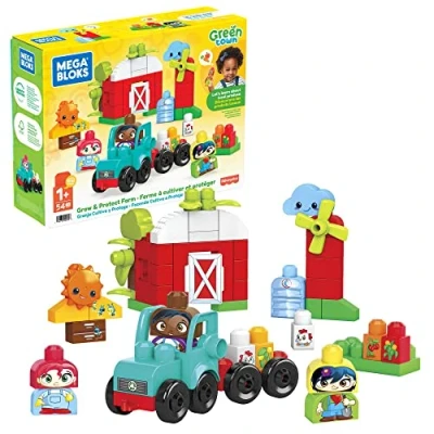 Imagen de Mega Bloks Ciudad Verde Granja cultiva y Protege, Juguete de Bloques construcción para bebé +1 año (Mattel HDL07)