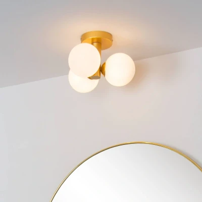 Imagen de Lucide Plafón para baño Trudy, 3 luces, oro mate/opalino