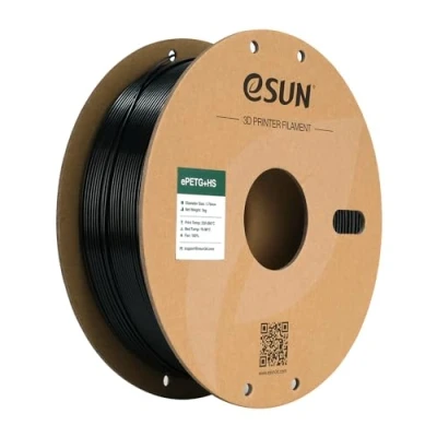 Imagen de eSUN PETG Filamento 1.75mm, ePETG+HS de Alta Velocidad, Precisión Dimensional +/ 0.05mm, Carrete 1KG (2.2 LBS) para Impresión 3D Rápida,Negro sólido