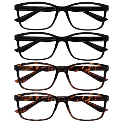 Imagen de The Reading Glasses Company Gafas De Lectura Hombres Grande Negro Marrón Lectores Valor Pack 4 Estilo Diseñador Bisagras Resorte Rrrr83 1122 +3,00 Unidades 88 g