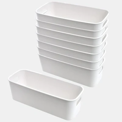 Imagen de LEAZZLE 8Pcs Cajas Organizadoras de Plastico Cestas Almacenaje Plástico Cocina Blanco Cubo Contenedores Pequeños para Escritorio,Oficina,Cosmético,Baño(Blanco)