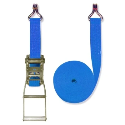 Imagen de Braun Correa tensora 4000 Dan, Dos Piezas, para Profesionales según DIN EN 12195 2, Color Azul, 8 m de Longitud, Ancho Banda 50 mm, con trinquete Palanca Larga y Gancho Puntiagudo
