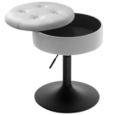 Imagen de WOLTU Taburete Giratorio, Bar Terciopelo con Tapa Extraible, Tocador para Almacenaje, Altura Ajustable Entre 49,5 65 cm, Salon y Dormitorio, Gris Claro, BH329hgr 1
