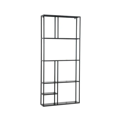 Imagen de [en.casa] Estantería de Pared Estante Mural con 8 Compartimentos Abiertos Mueble Salón Cocina Pasillo Acero Duradero 180 x 80 18 cm Negro Mate
