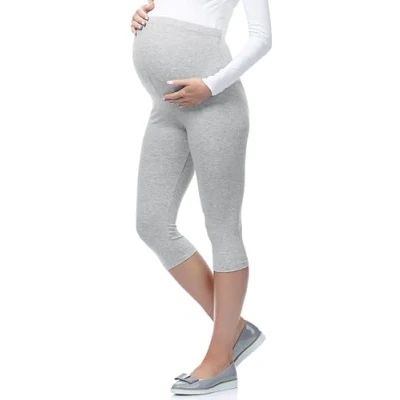 Imagen de Be Mammy Premamá Leggins 3/4 Mallas pirata de Embarazo Lactancia Maternity Leggings capri 03 (Melange, XL)