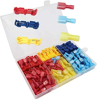 Imagen de Senven® 130Pcs T Tap Terminal Cable, Empalme Rápido Kit, Grifo de Cable y Conector Macho Spade Completamente Aislado (Rojo 25 Pares, Azul Amarillo 15 Pares)
