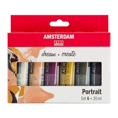 Imagen de Amsterdam Standard Series Pintura Acrílica Set Retrato (6 x 20 ml) Colores Mezclables para Distintos Tonos de Piel