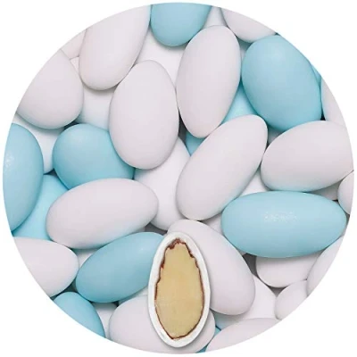 Imagen de EinsSein 1kg Boda Almendra Pellets Gracile Mix Color blanco y azul cielo mate Bautizo Comunión Graciles Niños Confetti Fiesta Cumpleaños Chocolate Evento