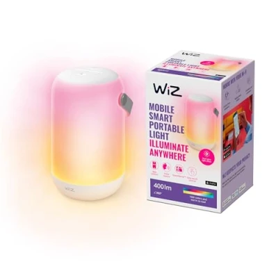 Imagen de WiZ Lámpara portátil móvil Luz Blanca y de Colores Efecto iluminación zona doble Control por voz con panel táctil, tecnología SpaceSense compatible Alexa Google Home