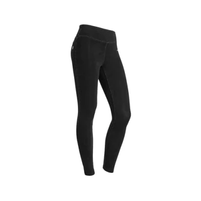 Imagen de FREDDY Leggings N.o.w.® De Cintura Mediana En Tejido Punto con Efecto Denim Sostenible, Jeans Negro Costuras Tono, Large