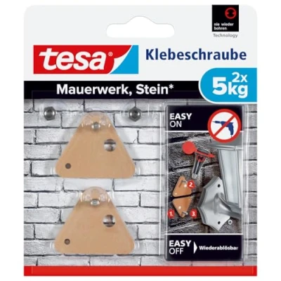 Imagen de Tesa adhesivas Tornillo para muros y piedra, potencia de retención 5 kg, 2 unidades), 77904 00000 00