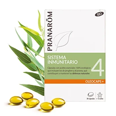 Imagen de PRANAROM Oléocaps +4 Sistema Inmunológico Eucalipto Irradiado, Limón, Jengibre, Clavo y Ajedrea 100% Natural Orgánico HECT 30 Cápsulas.