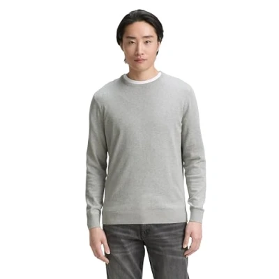 Imagen de TOM TAILOR 202212 Strickpullover Crewneck Jersey para Hombre, Gris (14427 Light Soft Grey Melange), L