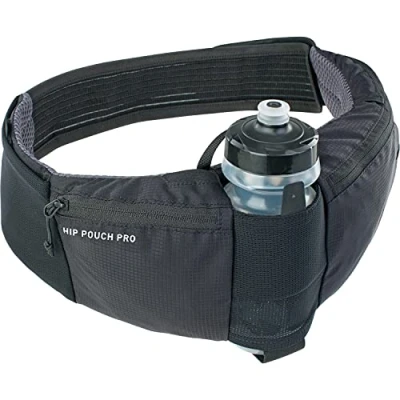 Imagen de EVOC Hip Pouch Pro Bolsa de Cadera para excursiones en Bicicleta y senderos (1,5l Capacidad, Incl. Botella Bebida 550 ml, Air Pad System, 2 Bolsillos la Cadera), Negro