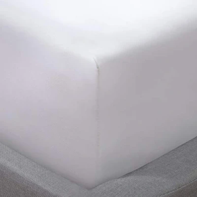 Imagen de Sleepdown Sábana Bajera Ajustable de Color Liso Suave térmica, cálida y acogedora, Ropa Cama Super King, Blanco, Microfibra poliéster
