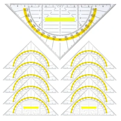 Imagen de Regla Triangular Multifuncional, 10pcs de Plastico Dibujo, Geometría con Mango, Tablero Transportador Angulos Medición Portátil, para Estudiantes Oficina