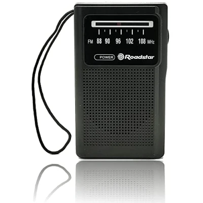 Imagen de Roadstar TRA 1230BK Radio Portátil FM Analógica, Funciona a Pilas, Toma de Auriculares, Transistor Bolsillo, Pequeño y Ligero para Casa, Cocina, Excelente Recepción, Negro
