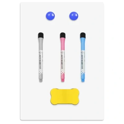 Imagen de A4 Pizarra Blanca Magnética para Nevera, Tablero Magnetico de Borrado en Seco con 3 Rotuladores Blanca, Borrador, Whiteboard Memorandos, Notas, Menús, Planificar Estudios