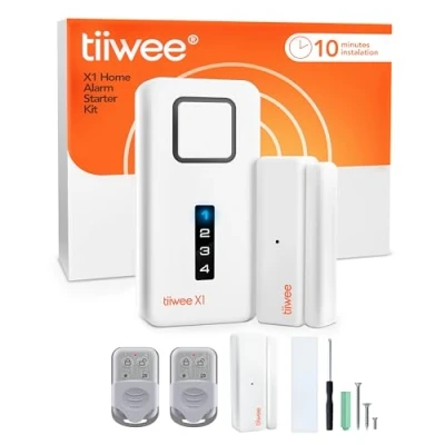 Imagen de tiiwee X1 Sistema de Alarma para el Hogar Inalámbrico Completo con Sirena 120 dB, 2 Sensores Puerta y Ventana, Controles Remotos