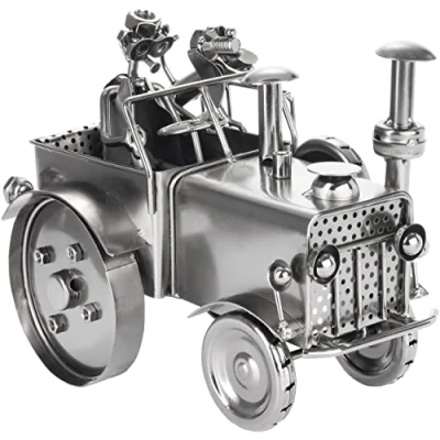 Imagen de BRUBAKER Tornillo Figura Tractor con Conductor y Perro Remolcador de Hierro Hombre Metal Hecha a Mano Regalo para Granjero