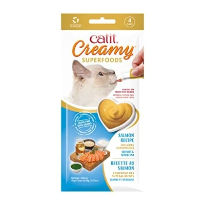 Imagen de Catit Creamy Superfood Snack húmedo para Gatos Salmón/Quinoa y Spirulina, 4x10g