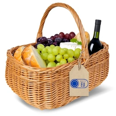 Imagen de Creative Home Cesta de Mimbre Grande con Asa 36 x 26 31 cm (+/ 2 cm) Ligera para Picnic Plantas Almacenaje Decoración Tejida a Mano Marrón Natural Multiuso, Práctica y Duradera