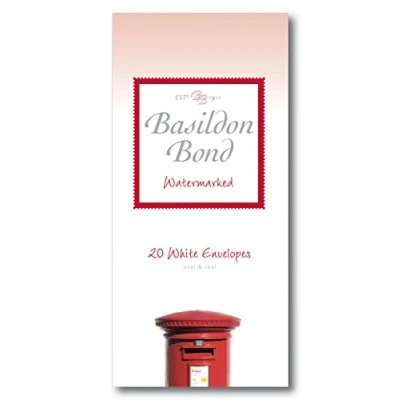 Imagen de Basildon Bond P4TO 89 x 187 mm paquete de sobres con cierre engomado correo aéreo blanco (Pack 20), color