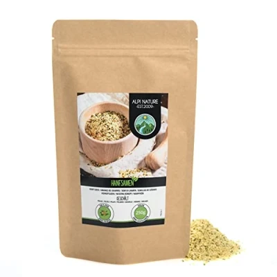 Imagen de semillas de cáñamo peladas (250g), corazones completamente 100% natural, sin aditivos, vegano