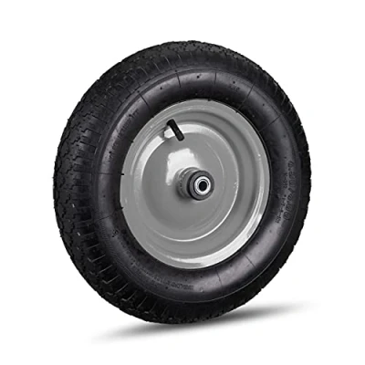 Imagen de Relaxdays Schubkarrenrad Carretilla 4.80 4.00 8, Llanta de Acero, 3 Adaptadores, Rueda Recambio, hasta 120 kg, Negro y Gris, 39 x 9 cm