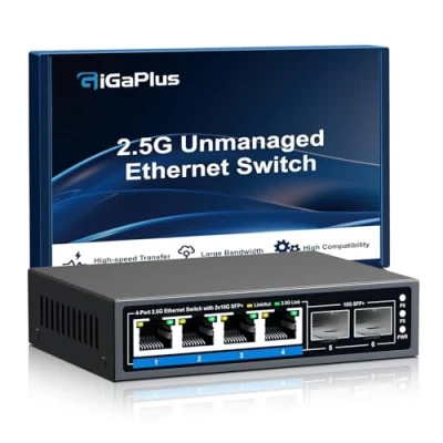 Imagen de Conmutador Ethernet no administrado de 6 Puertos y 2.5Gb con 4 Base T 2 SFP+ 10Gb. Red GiGaPlus 2.5Gb/s para NAS/PC 2.5 GB/s