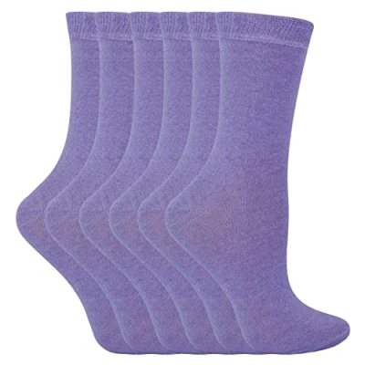 Imagen de Sock Snob 6 pares de calcetines vestir algodón para niños y niñas, unisex, media pantorrilla, color liso, Lila, 8 11 años
