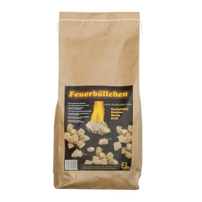 Imagen de RaiffeisenWaren Feuerbällchen encendedor de barbacoa, chimenea, ayuda para encender (lana ecológica a base productos naturales, brasas hogueras o chimeneas) bolsa 2,5 kg