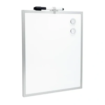 Imagen de Raylu Paper® Pizarra Blanca Magnética Pequeña con Marco de Aluminio para Casa y Oficina, incluye Rotulador Negro Borrador, Imán almohadillas montaje en Pared (35 x 28 cm)